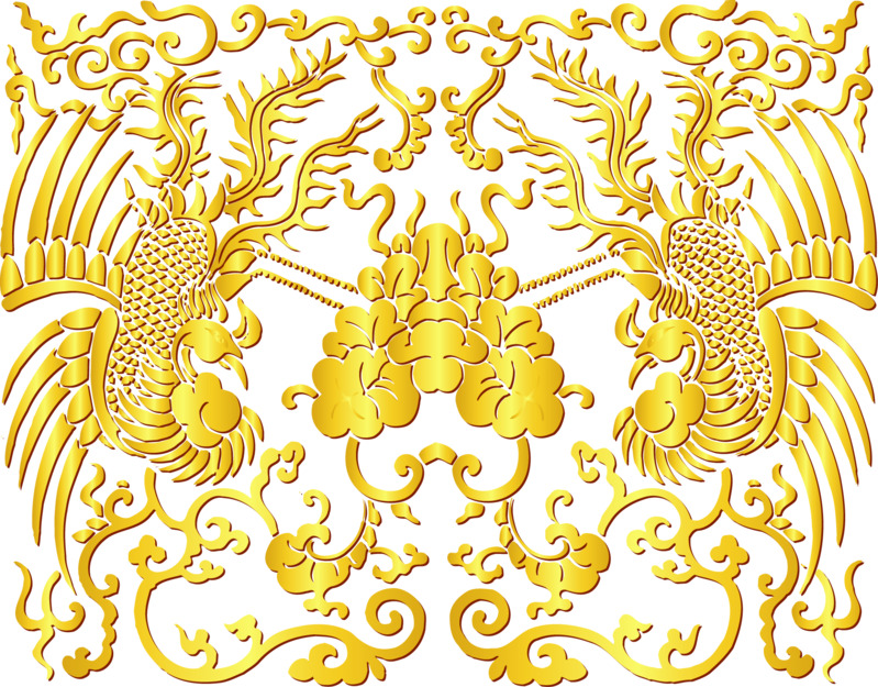 金色凤凰PNG透明装饰花纹图片素材高清下载