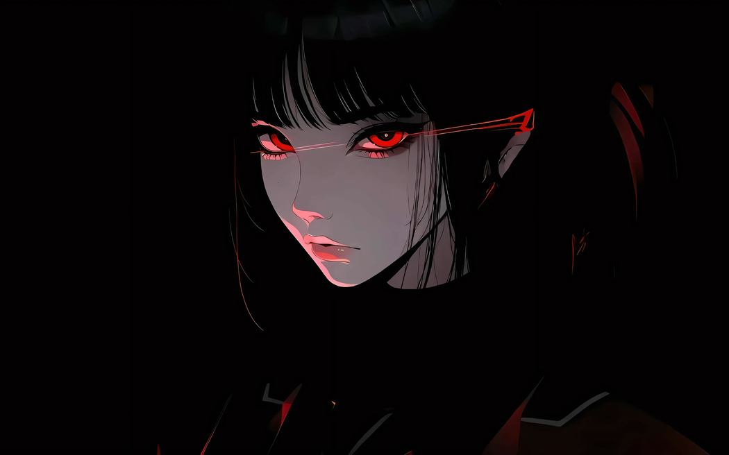 红色眼眸动漫美女高清壁纸 3200x2000 全屏适用电脑平板等设备下载