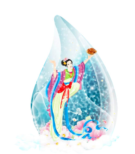 水滴形嫦娥中秋图案PNG高清透明素材，中秋节设计元素下载