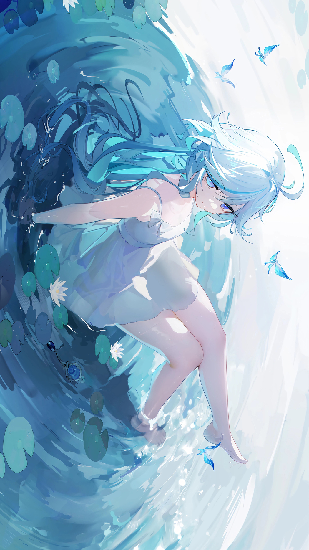 芙宁娜水下美图4K竖屏高清壁纸，2160x3840分辨率手机下载