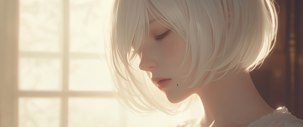 唯美闭眼短发动漫4K高清壁纸，3440x1440带鱼屏下载