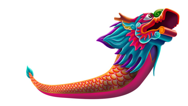 红色中国风龙舟装饰高清PNG透明图片，端午节节日元素设计素材下载