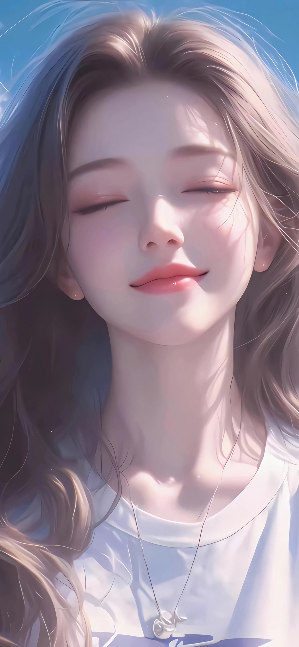 云羲微笑闭眼女孩4K高清手机壁纸 下载 2532x1170分辨率