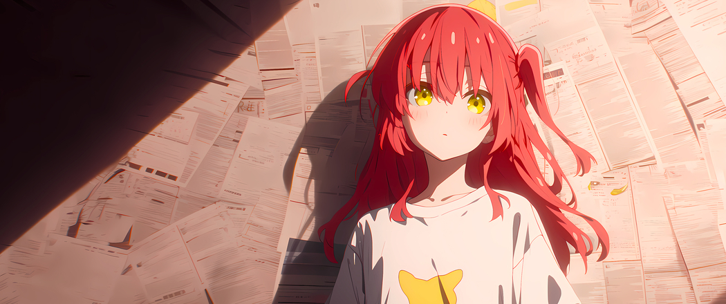 报纸墙郁代4K动漫壁纸，3440x1440带鱼屏高清下载
