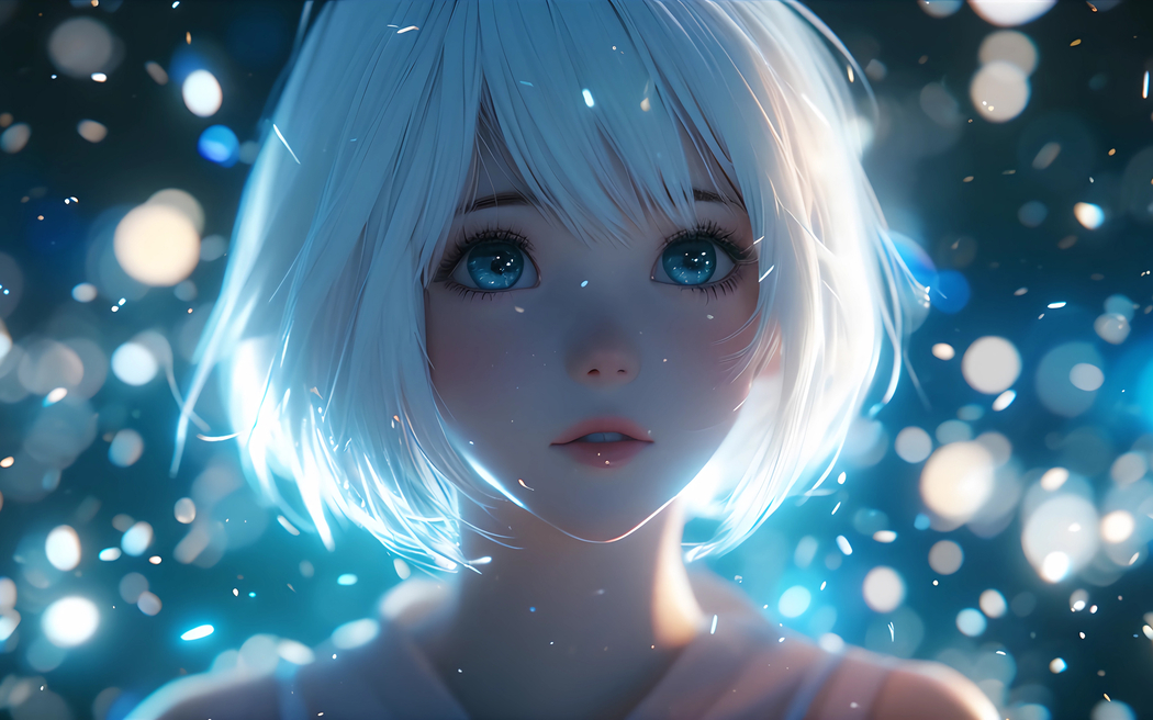 短发女孩流云动漫高清壁纸2560x1600下载