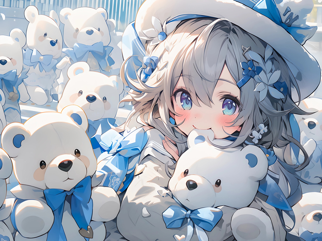 小女孩玩具小熊高清壁纸，适配平板/笔记本，2732x2048分辨率下载