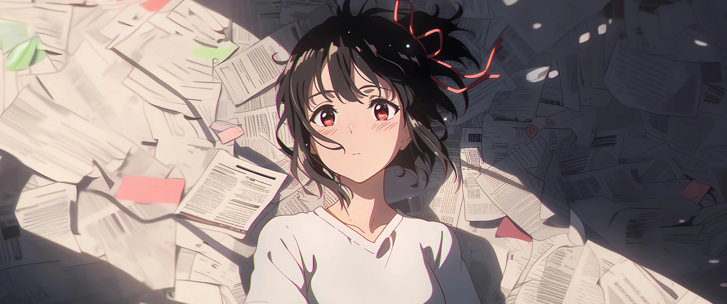 4K高清壁纸下载，3440x1440带鱼屏 可爱动漫少女报纸墙