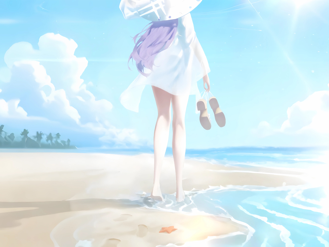 海边唯美少女亚津子高清壁纸，2732x2048分辨率，适配平板/笔记本等便携设备下载