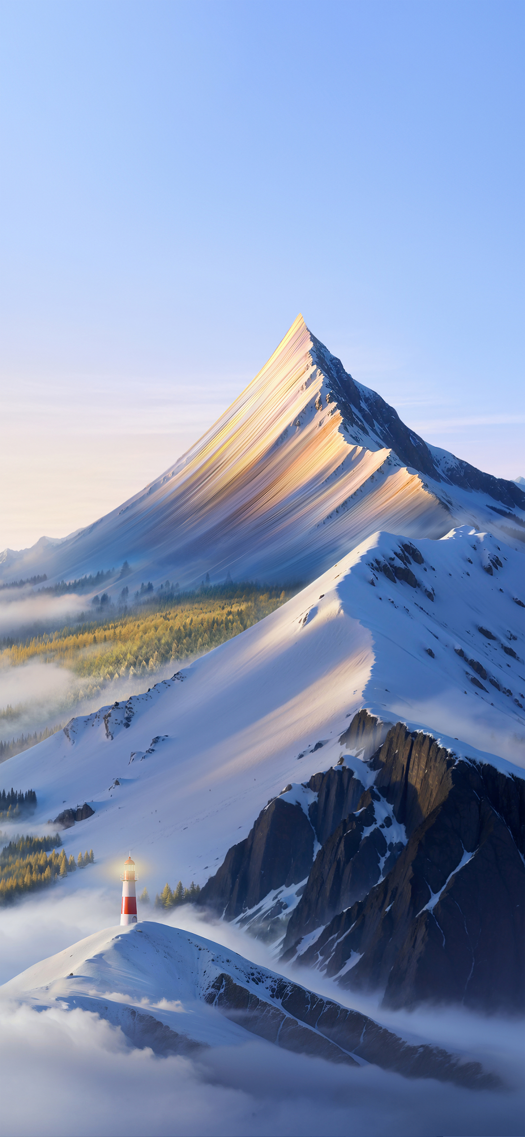 雪山灯塔美景，vivo OriginOS 5系统4K高清手机壁纸下载（1774x3840）