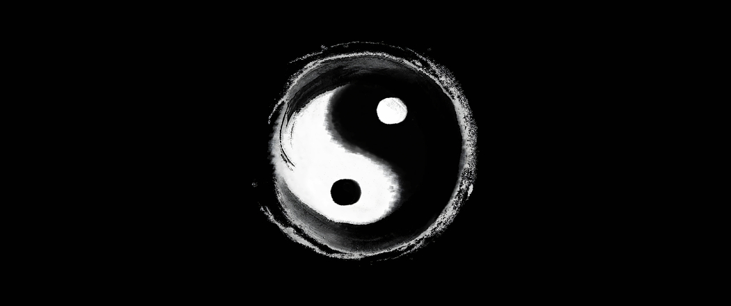 超高清3440x1440带鱼屏壁纸，黑白太极图