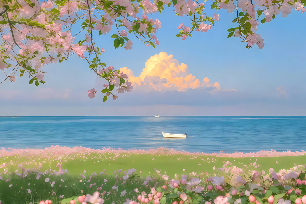 海边美景鲜花壁纸，3000x2000高清，适配平板/笔记本