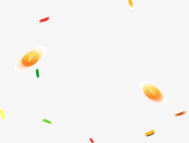 高清PNG漂浮虚化金币彩带透明图片及设计素材下载