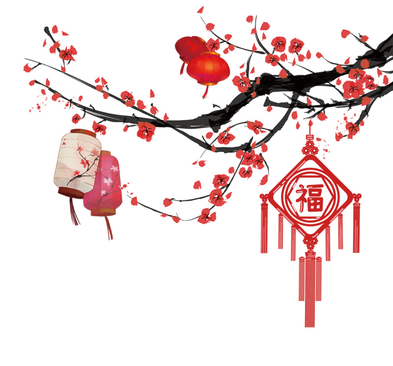 新年福字灯笼高清PNG透明图片素材，元旦春节元宵节日元素下载