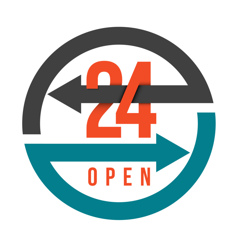 手绘24小时Open图标高清PNG透明免抠素材下载