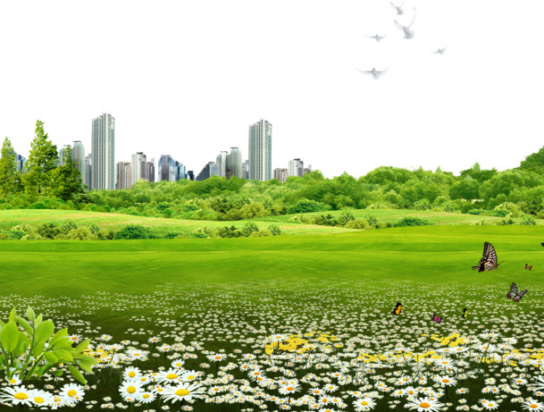 城市绿地高清PNG透明背景草地风景摄影设计素材下载