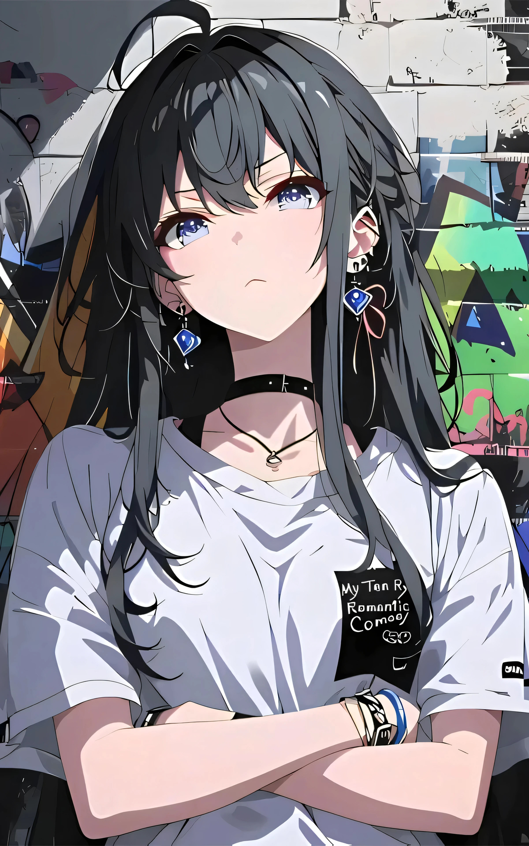 街头涂鸦动漫女孩4K竖屏手机壁纸高清下载 2400x3840