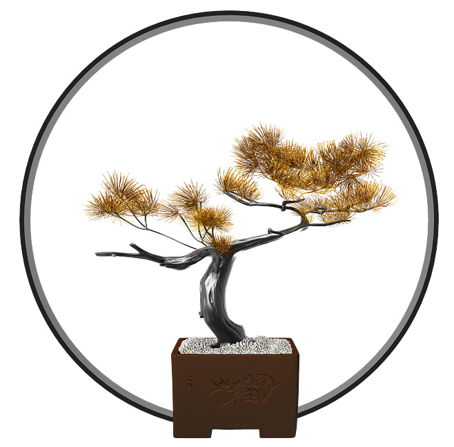 中式金色摆件PNG透明图片，动植物元素植物设计素材下载