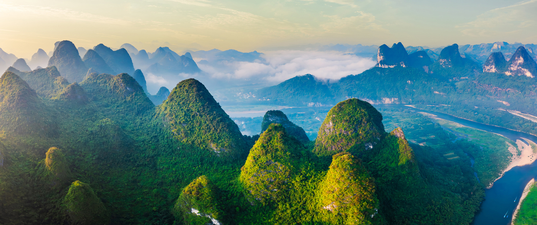 桂林喀斯特4K高清壁纸，3440x1440带鱼屏风景图片下载