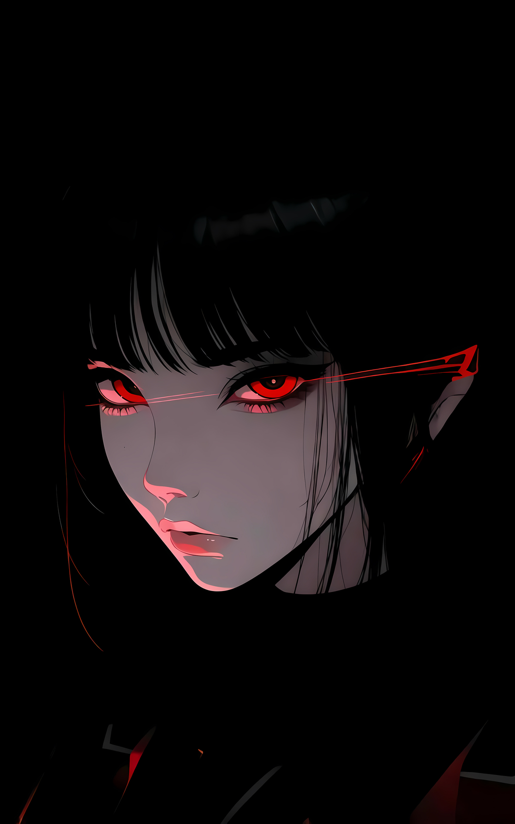 红眼睛高冷动漫女生4K高清壁纸，全面屏2400x3840手机图片下载
