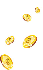 漂浮金币高清PNG素材，透明漂浮元素设计下载