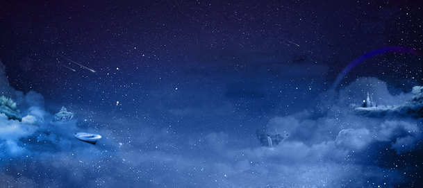 蓝色星空背景夜晚高清PNG透明素材，海报Banner设计元素下载