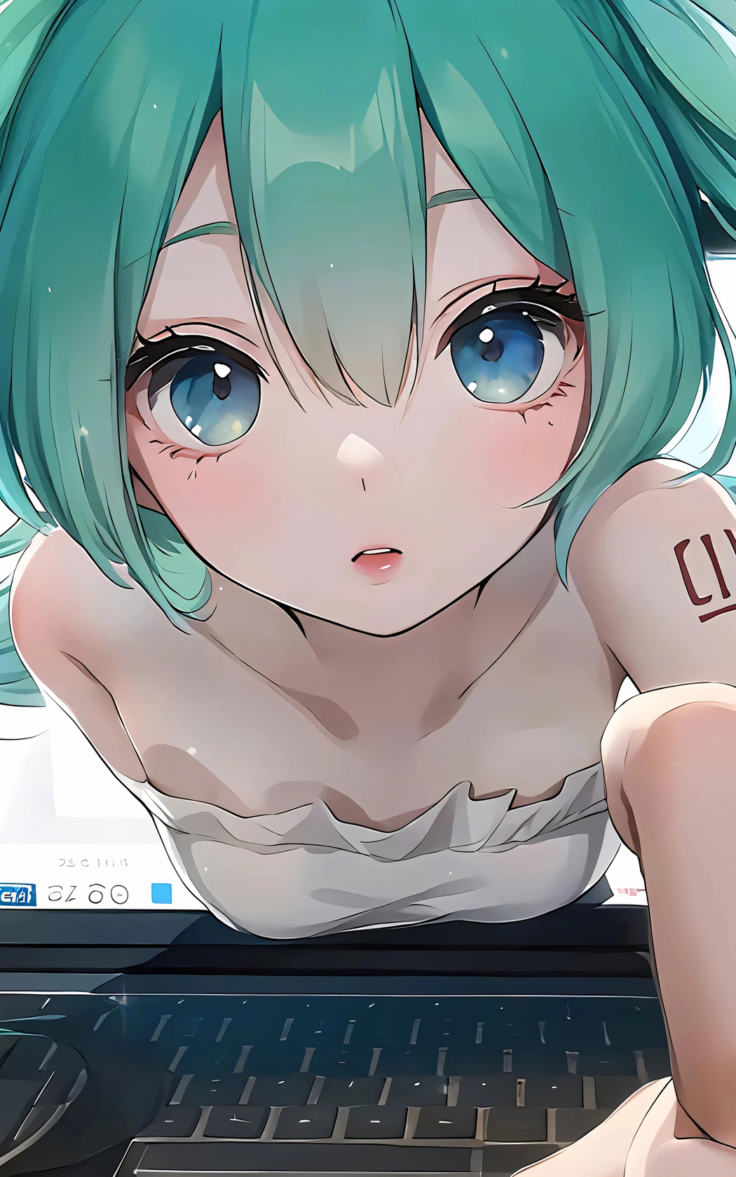 初音未来 穿出电脑屏幕 4K动漫手机壁纸竖屏