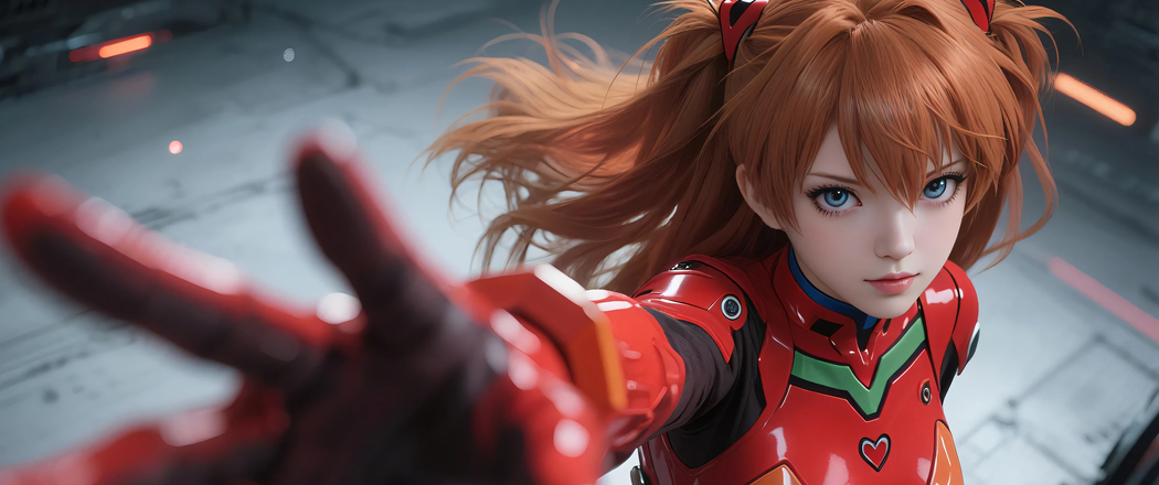 明日香红色机械服五指伸展 4K超清动漫壁纸 3440x1440带鱼屏下载