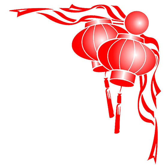 红色手绘灯笼高清PNG透明素材，漂浮灯笼与彩带，免费下载