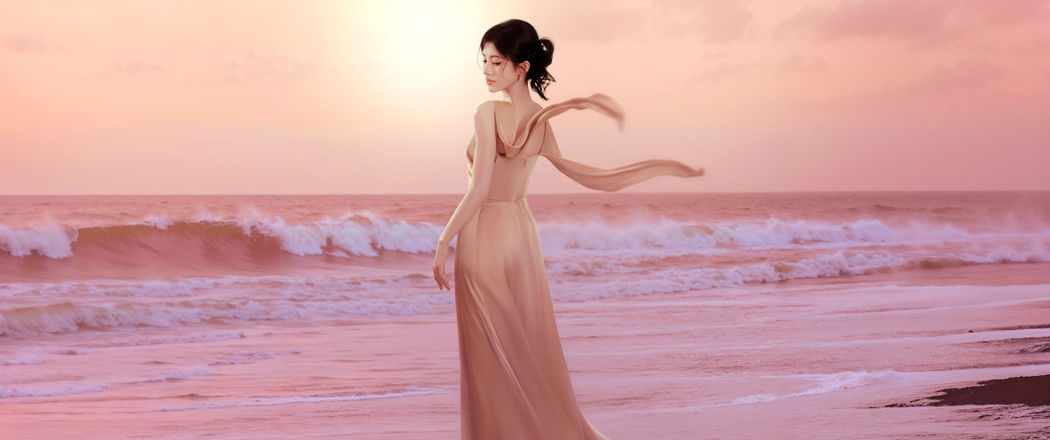 鞠婧祎海滩优雅美照 4K超清壁纸 3440x1440带鱼屏高清下载