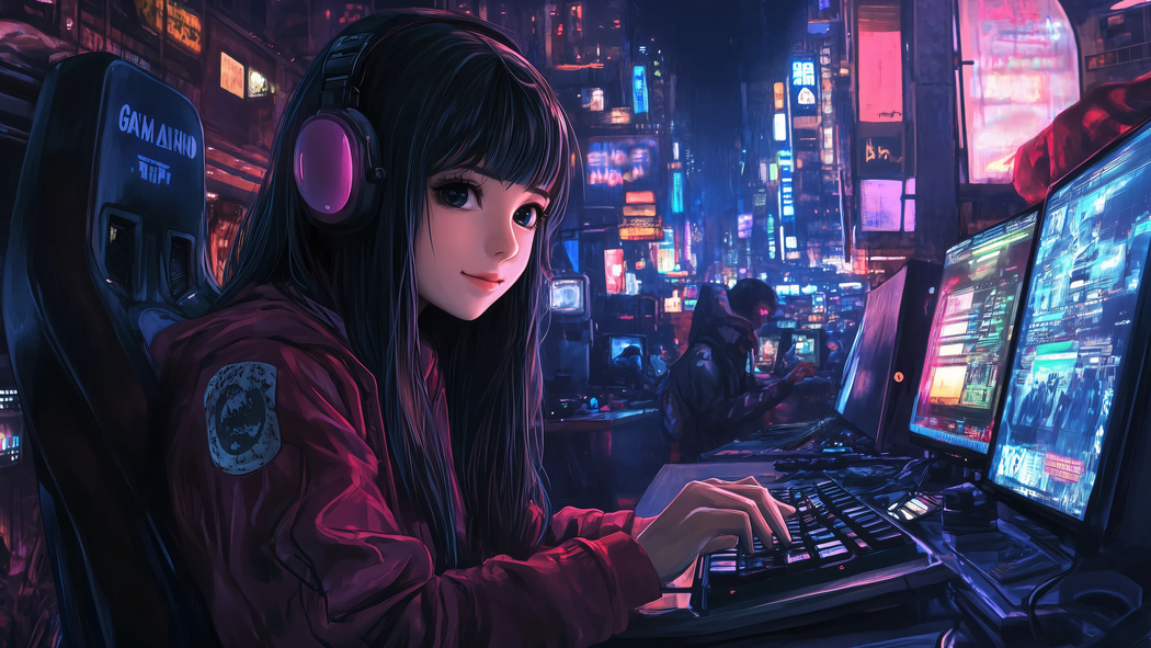 赛博朋克风格女孩4K高清壁纸（3840x2160）动漫图片下载