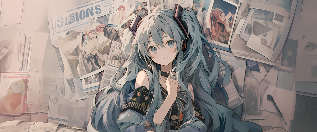 初音未来4K动漫壁纸，3440x1440带鱼屏海报报纸墙高清下载