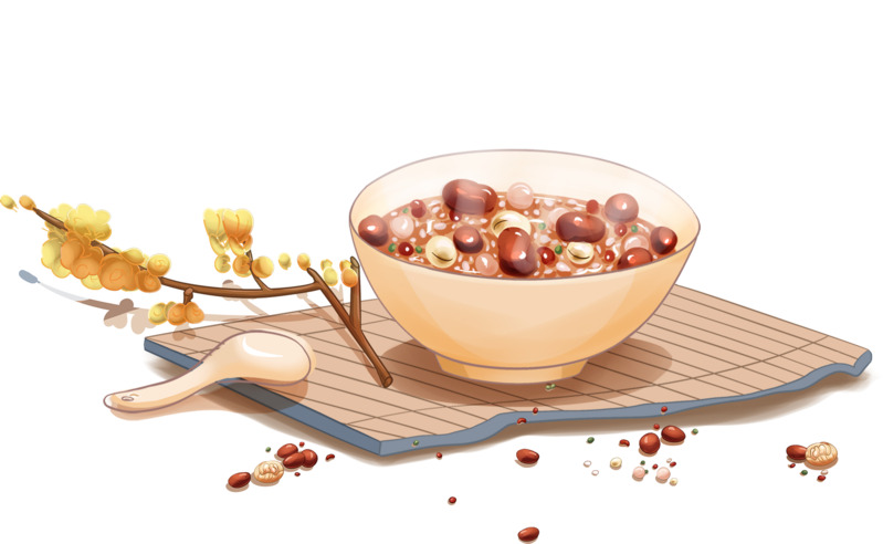 腊八节高清PNG素材，腊八粥插画与节日元素，免费下载