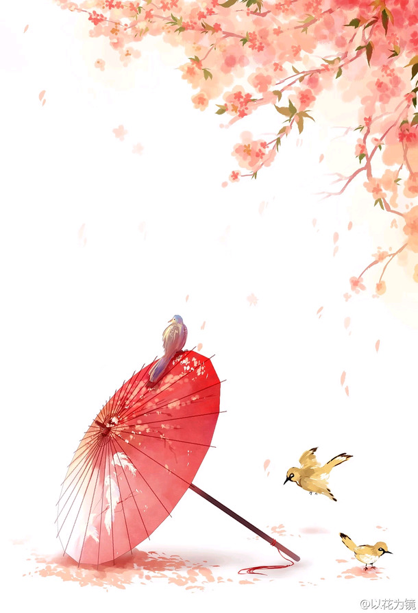 红色纸伞桃花高清PNG透明背景设计素材，免费下载海报图片元素