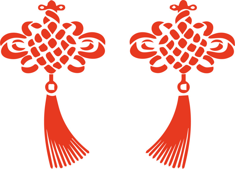 红色喜庆中国结剪纸PNG透明图片，元旦春节元宵节日元素设计素材下载