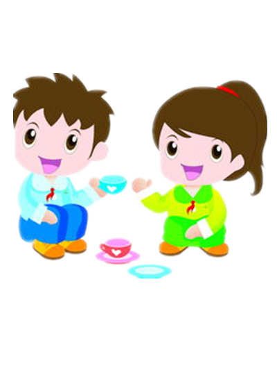 六一儿童节PNG透明图片，小学生喝咖啡节日元素设计素材下载