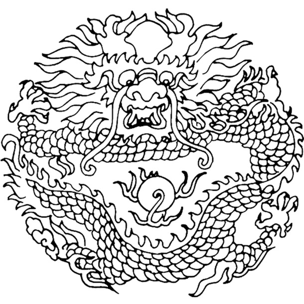 龙线稿PNG透明高清装饰花纹图片素材下载