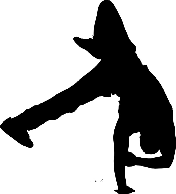 街舞男孩运动剪影PNG素材，高清透明装饰元素，墨迹笔触设计图下载