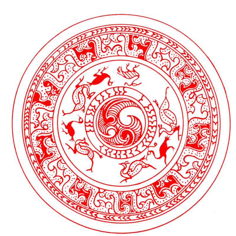汉代红色花纹高清PNG透明装饰元素设计素材下载