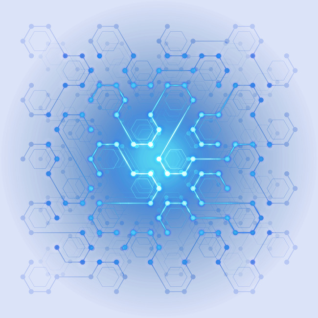 蓝色科技感线路元素高清PNG透明图，设计素材特效下载