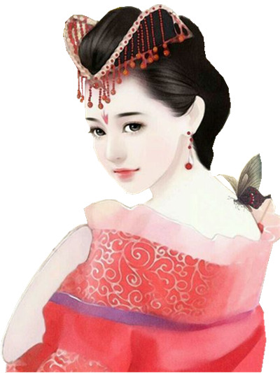 古风蝴蝶女子立绘PNG透明高清图片，花瓣漂浮元素设计素材下载