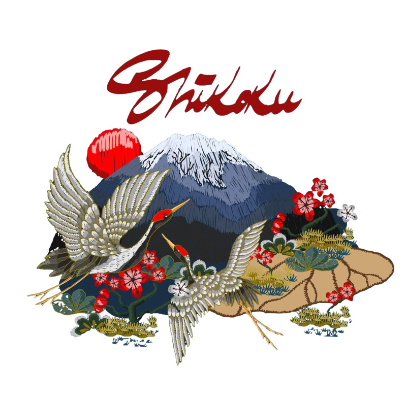 刺绣仙鹤与富士山高清PNG透明漂浮元素图片，设计素材下载