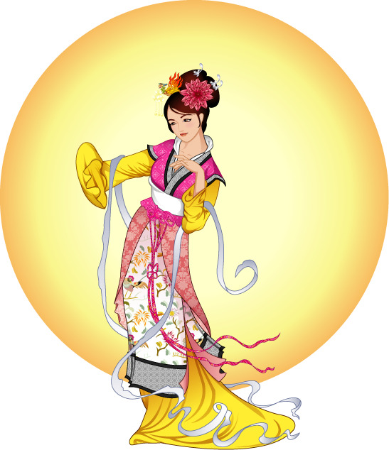 七夕中秋嫦娥矢量高清PNG透明素材，节日元素设计图免费下载