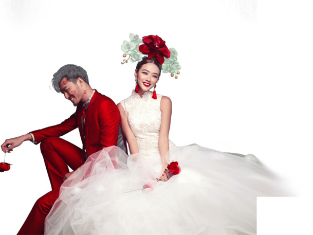 高清情侣婚纱摄影PNG透明图片，情人节节日元素设计素材下载