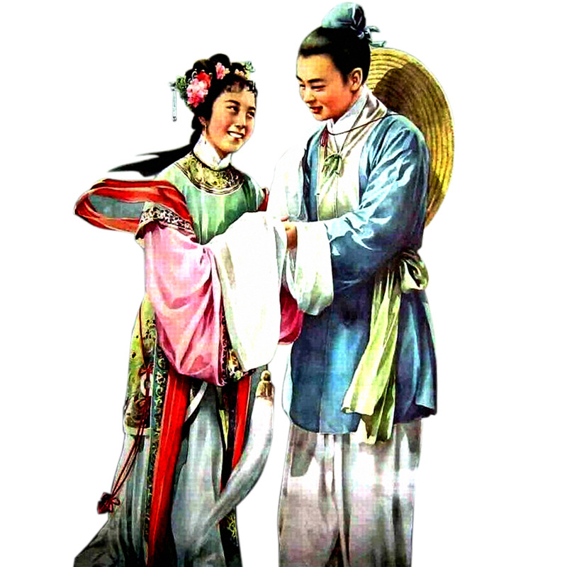 牛郎织女高清PNG透明图，情人节节日元素设计素材下载