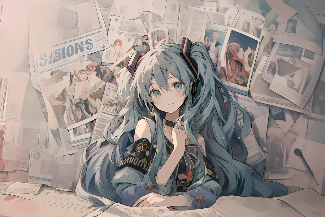 初音未来海报报纸墙3000x2000高清壁纸，适配桌面、平板及笔记本