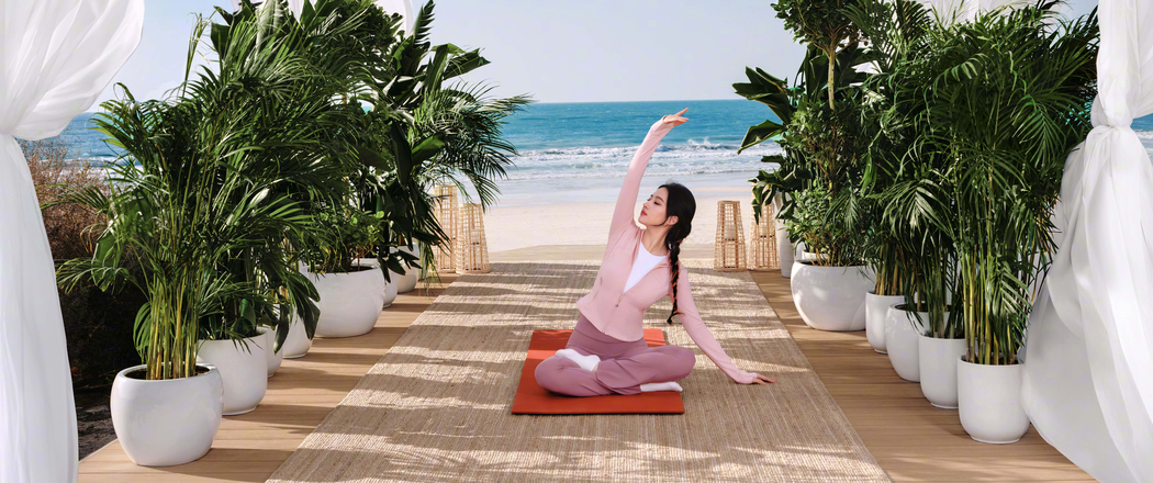 刘亦菲海边瑜伽美照，4K高清壁纸3440x1440带鱼屏下载