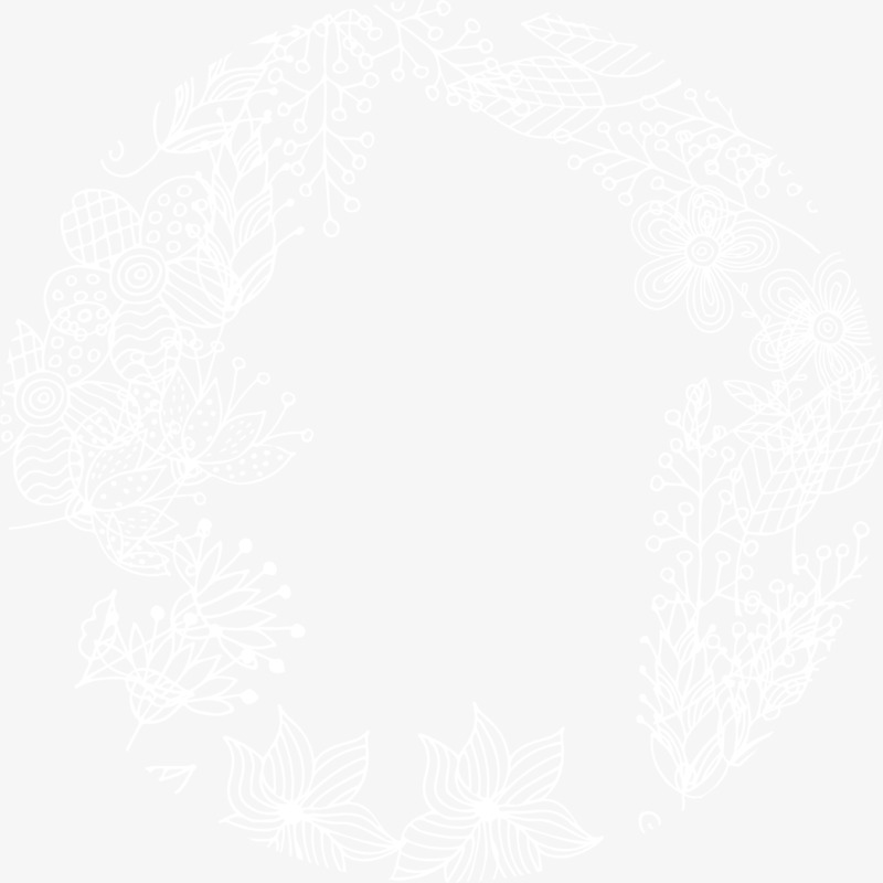 白色植物花环PNG透明底纹图片素材高清下载