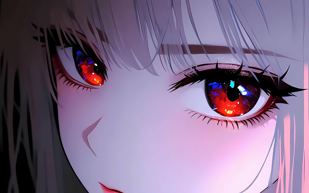 红蓝大眼动漫女孩4K超高清壁纸 3840x2400下载