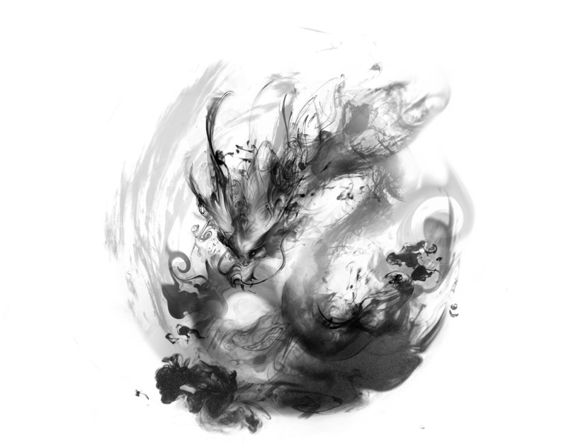 水墨高清PNG透明装饰元素，墨迹笔触设计素材下载