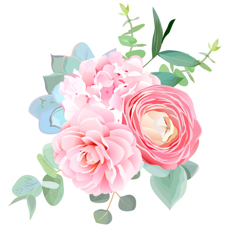 婚礼手捧花高清PNG素材下载，免抠透明手绘卡通图，含AI格式